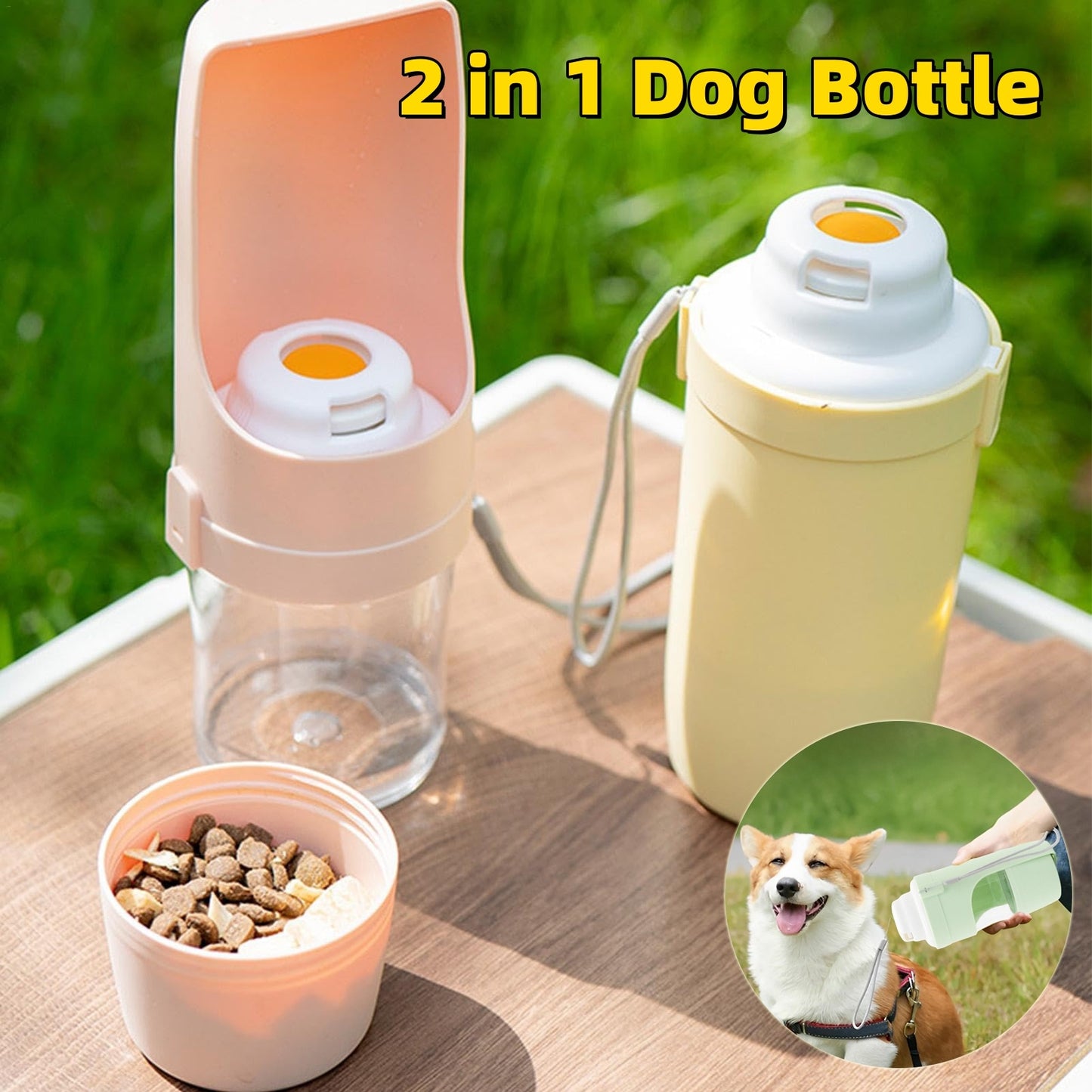 Bouteille d'eau de voyage 2 en 1 pour chien, distributeur d'eau pour animaux de compagnie, mangeoire, tasse Portable d'extérieur / 2 In 1 Travel Dog Water Bottle Pet Water Dispenser, Feeder Dog Outing Water Feeder Pets Outdoor Portable,