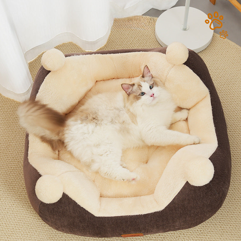 Warm Winter Cat Nest  Open Rabbit Velvet Square Nest Thick Pet Nest Universal Pet Supplies For All Four Seasons