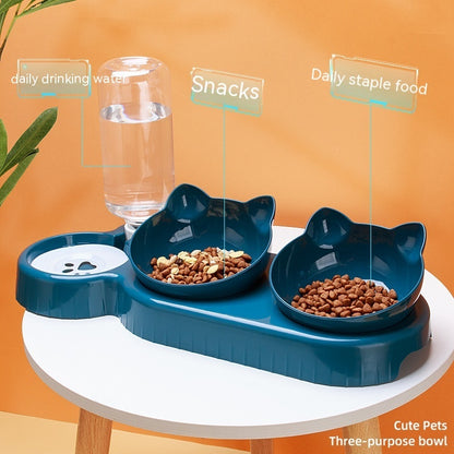 Produits pour animaux de compagnie en plastique à triple bol pour chats