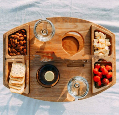 Plateau à vin pique-nique en plein air, verres à vin suspendus portables