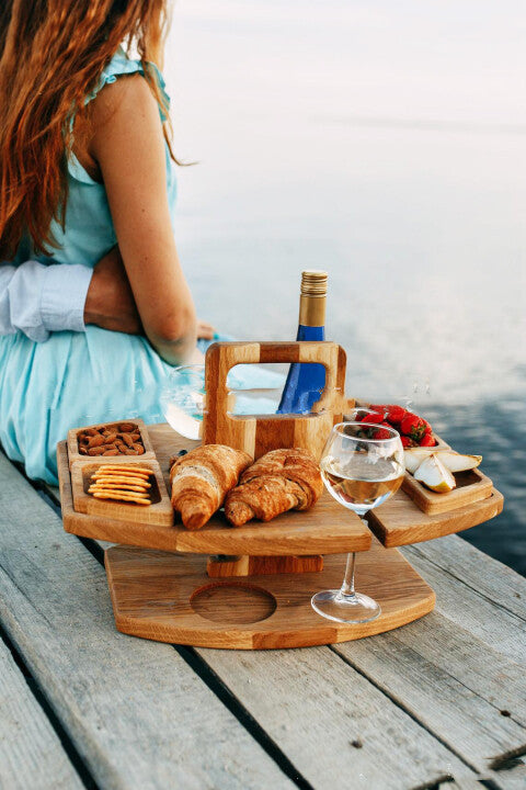 Plateau à vin pique-nique en plein air, verres à vin suspendus portables