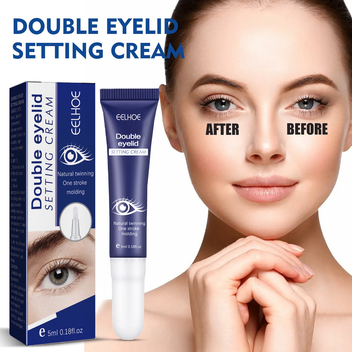 Crème à Paupière -Fixatrice Double, Sans Trace, Invisible, Longue Durée, Imperméable, Raffermissante, Naturelle, Crème de Beauté Agrandissante pour les Yeux à Séchage Rapide