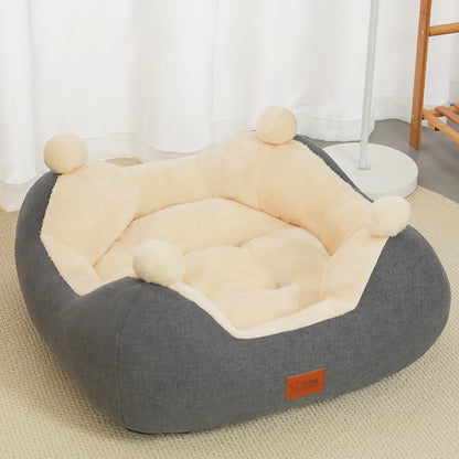 Warm Winter Cat Nest  Open Rabbit Velvet Square Nest Thick Pet Nest Universal Pet Supplies For All Four Seasons